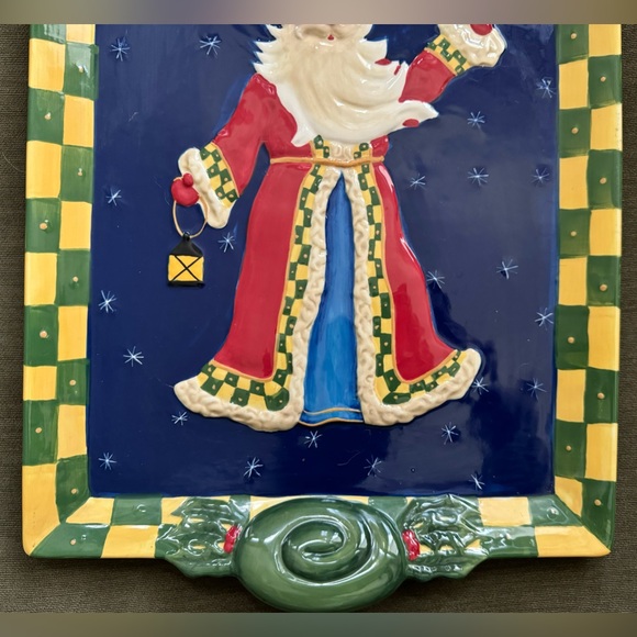 Stunning Handpainted 3D Christmas Santa Ceramic Platter By Dante’s Design Group - Picture 4 of 5